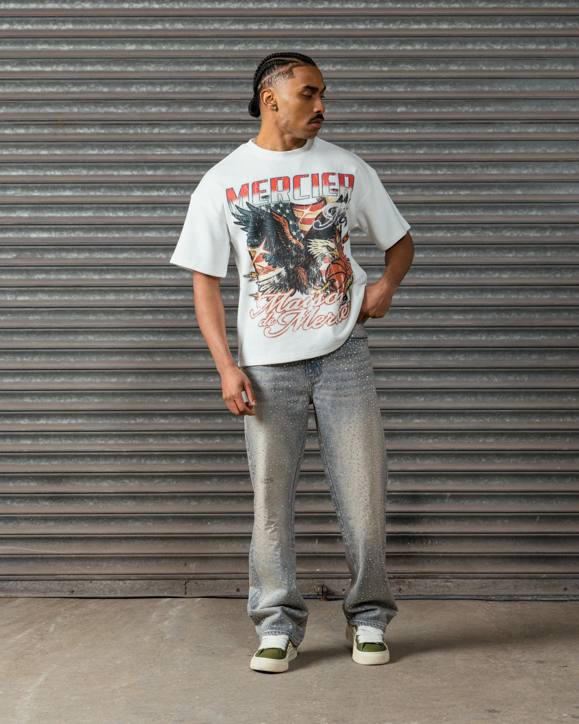 Mercier Eagle Waffle Tshirt White - Image 3