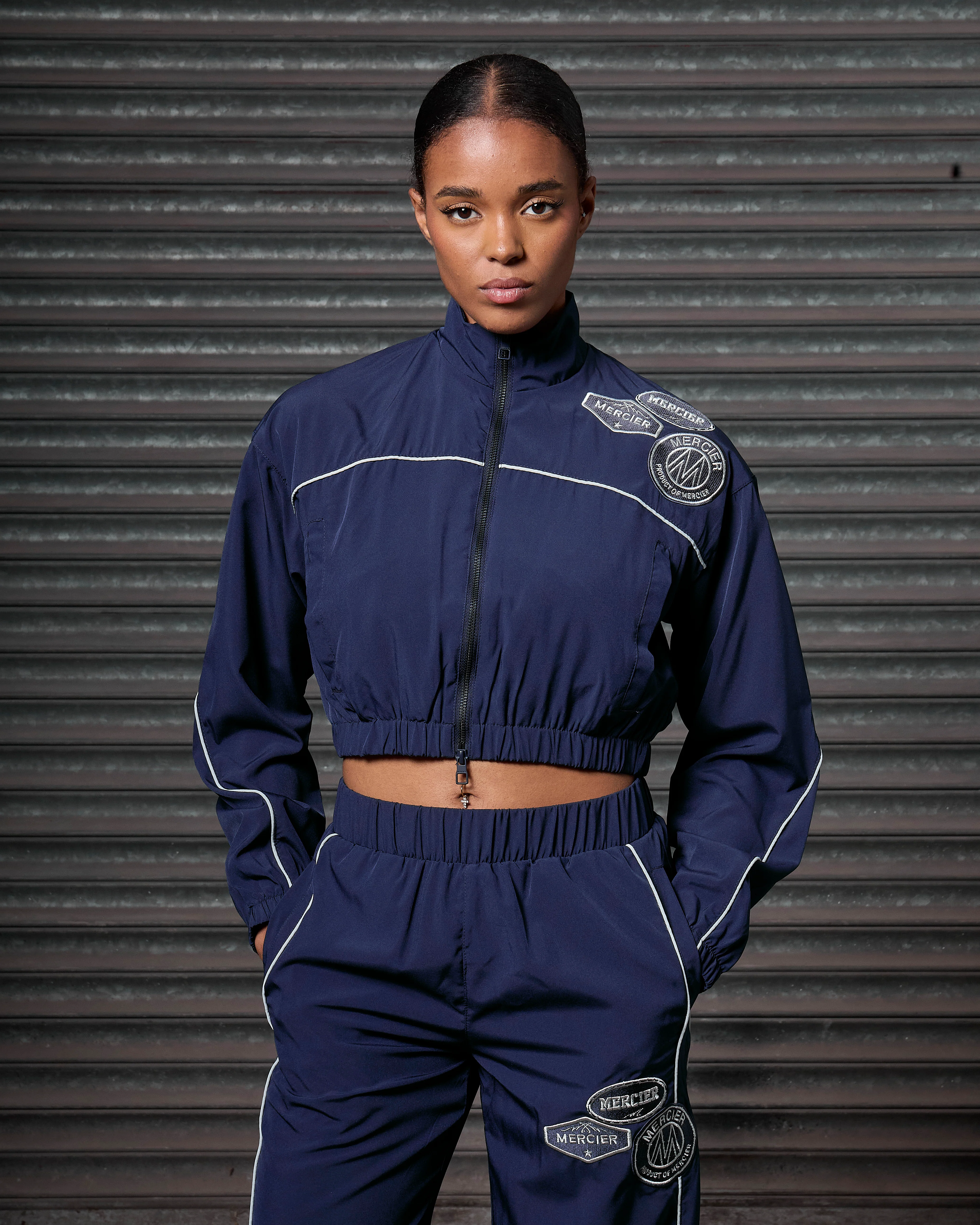 Women's Piping Track Jacket Navy - Image 4