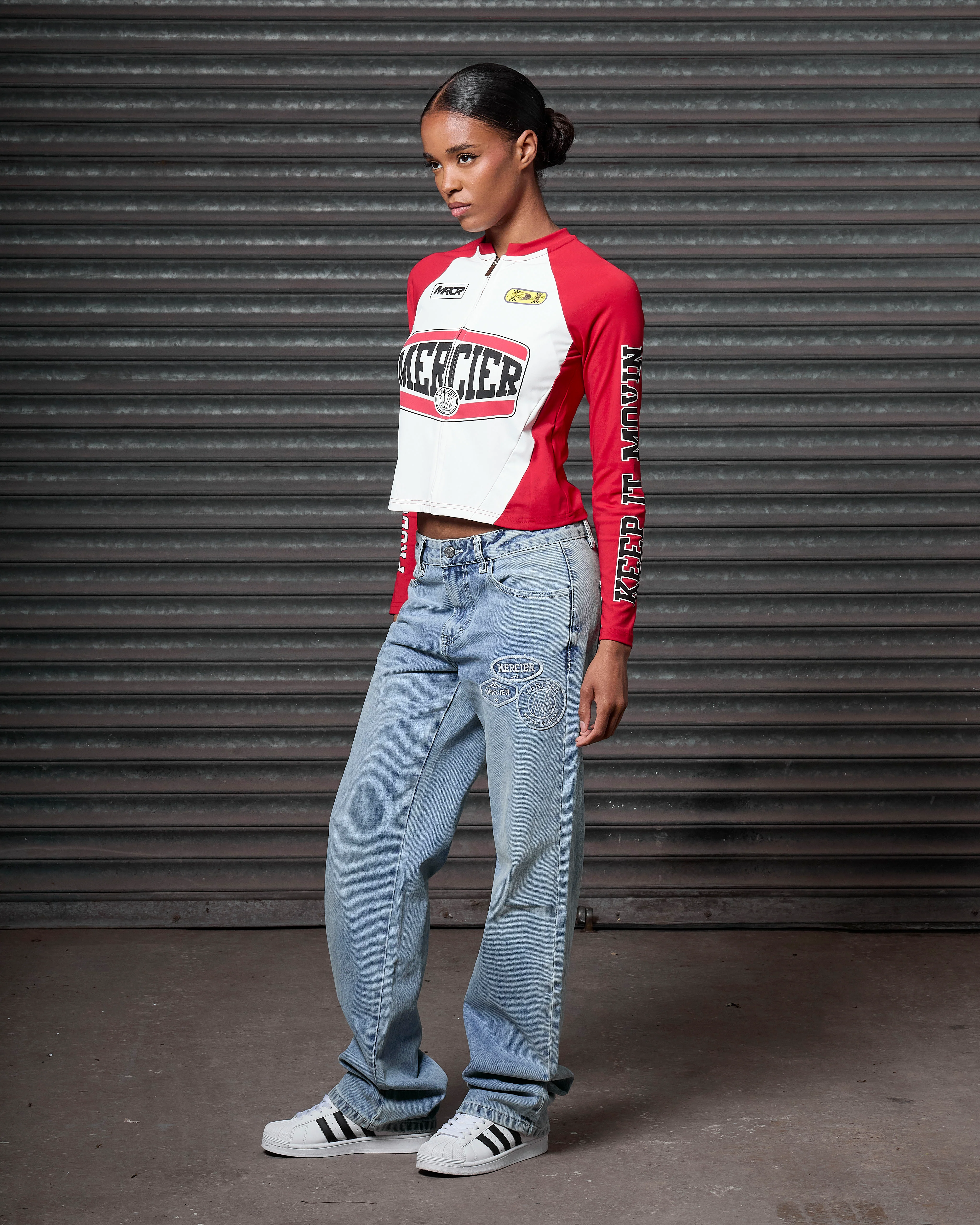Womens Zip Racer Top Red - Image 3